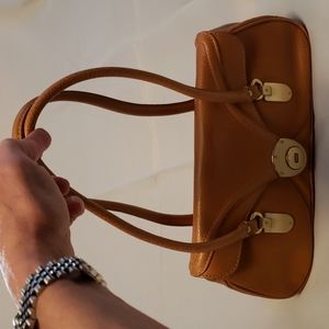 Cole Haan Camel Leather Small Handbag with Gold Hardware